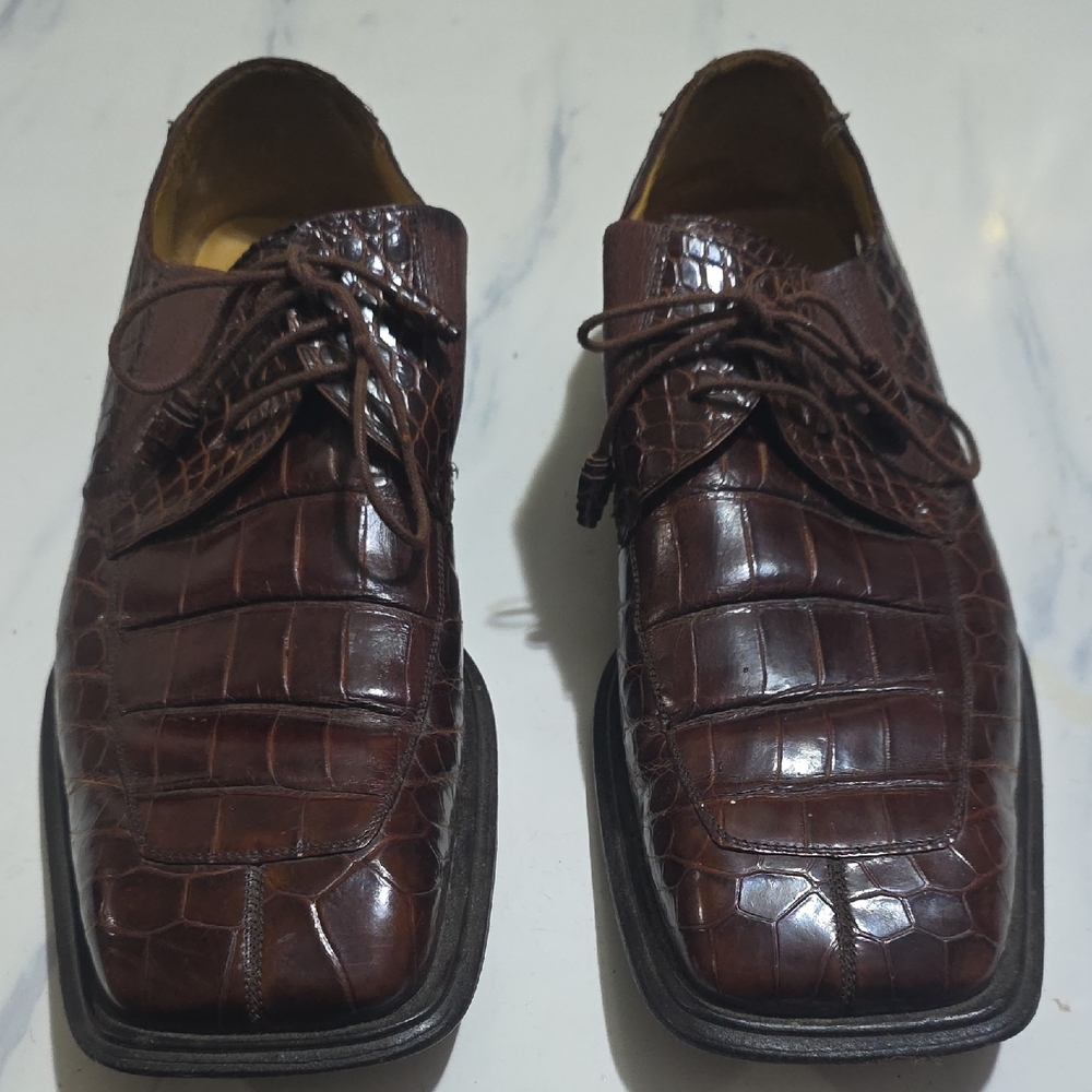 Men's Mezland Platium Alligator Shoes Brown Size 13